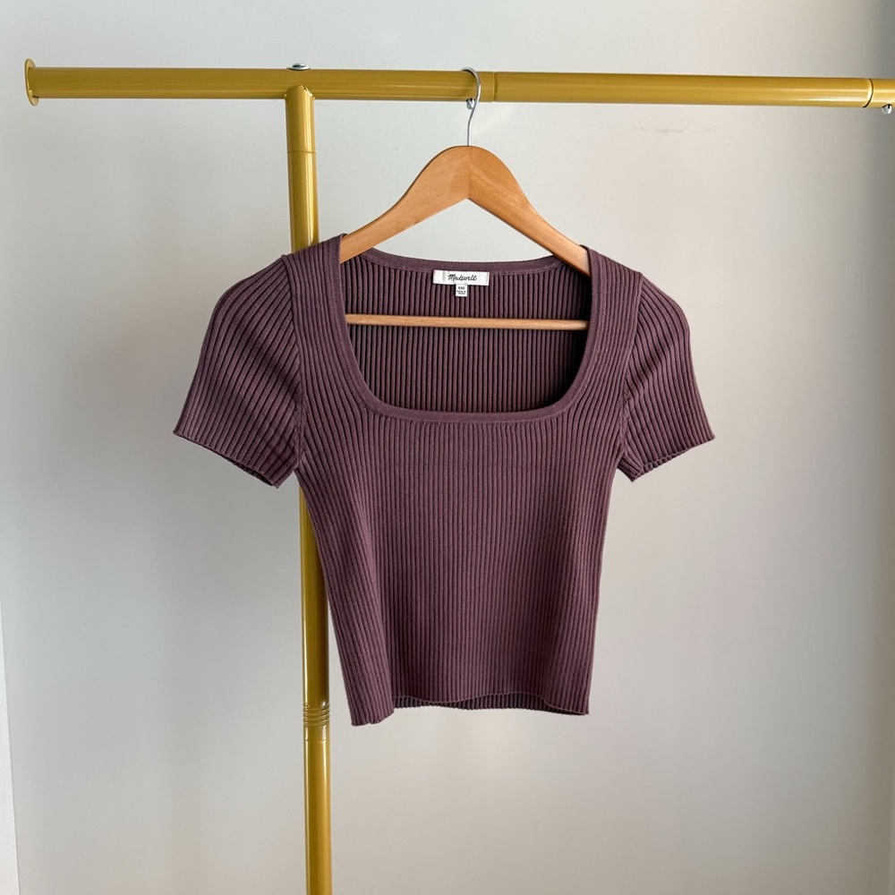 NWOT Madewell Square-Neck Crop Sweater Tee in Fig